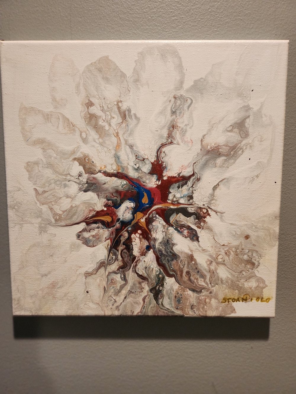 Abstract Floral Burst Canvas Wall Art Signed By Artist